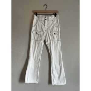 Vintage 1970s Womens Levi's Big E Black Tab Flare White Bush Pants Jeans 26" USA